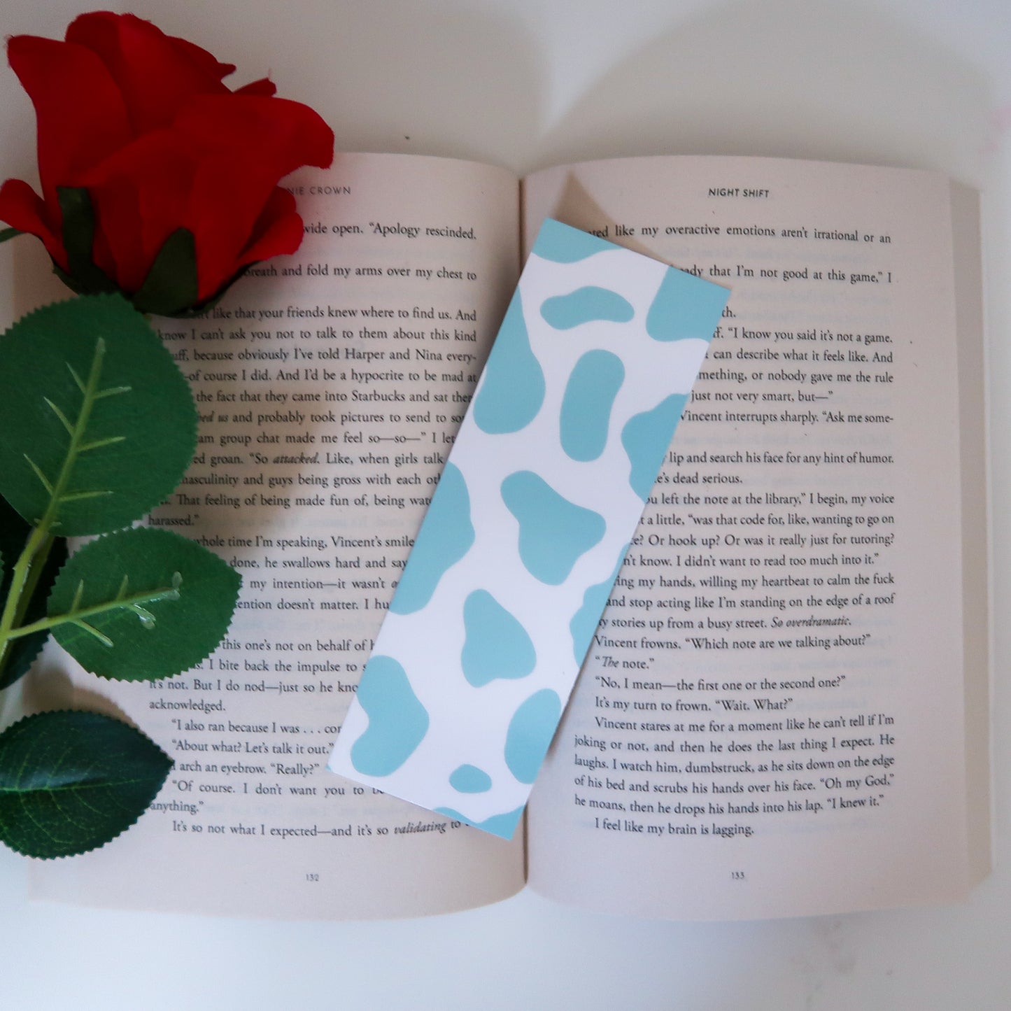 Blue Cow Print Bookmark