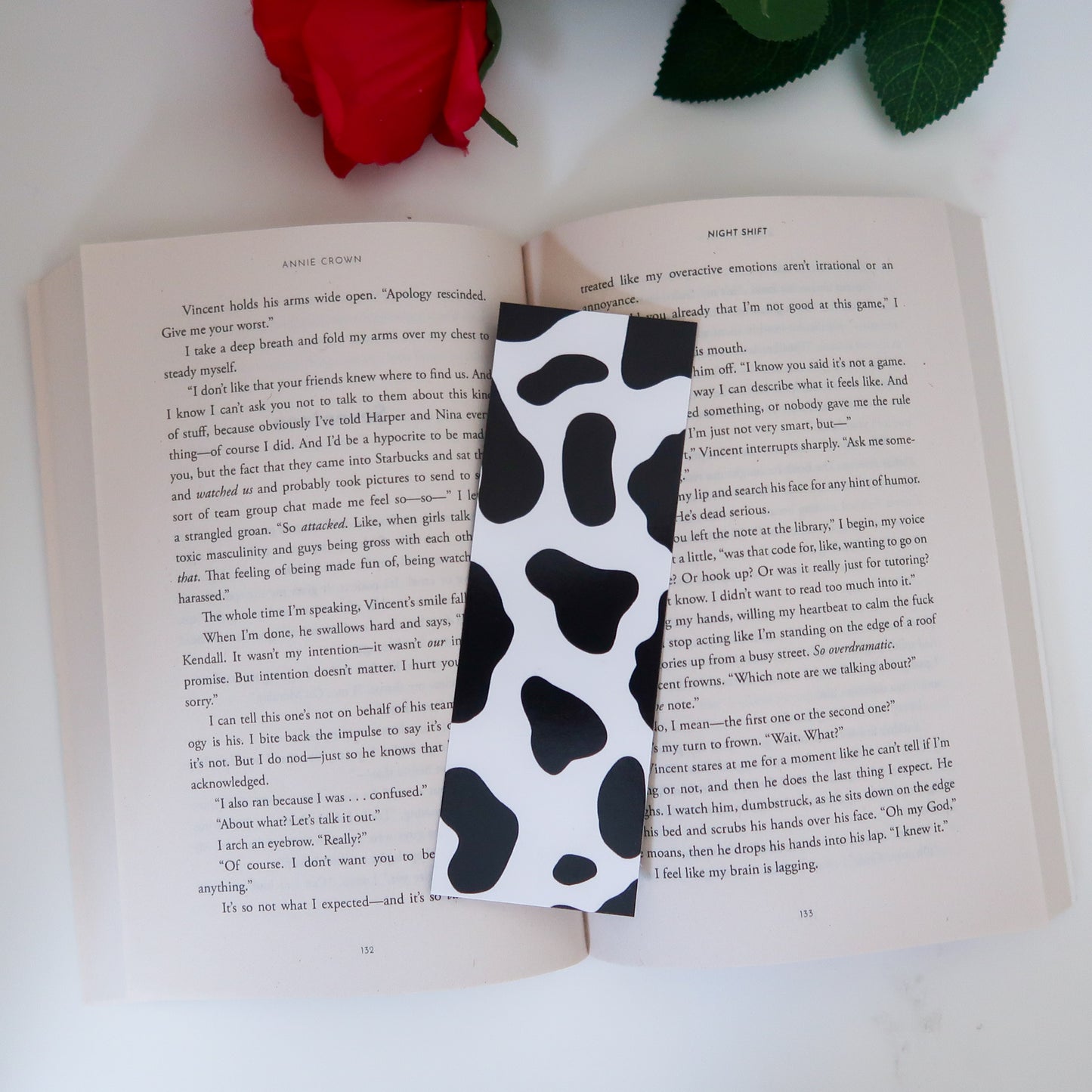 Black Cow Print Bookmark